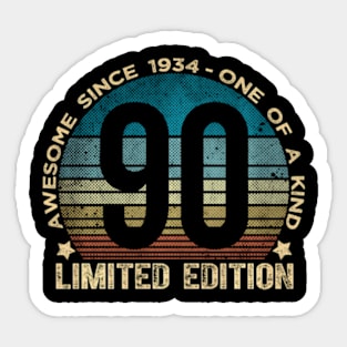 90Th Birthday 90 Year Old 1934 Limited Edition Sticker